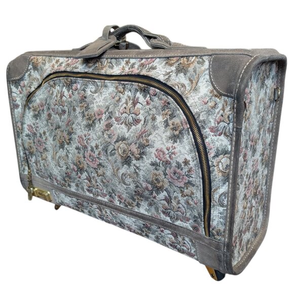 Vintage Floral French Luggage Company Combo Locking  Roller 14-inch Suitcase - Picture 1 of 11
